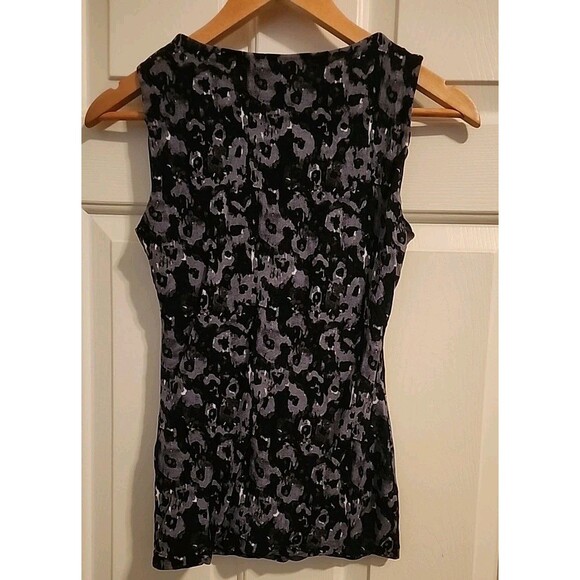 Halogen Womens XS Top Sleevless Ruffle Black Gray Summer Blouse - Picture 8 of 8